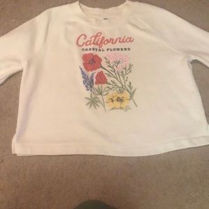 Old Navy white Crew Neck Flower California Long Sleeve Pullover
